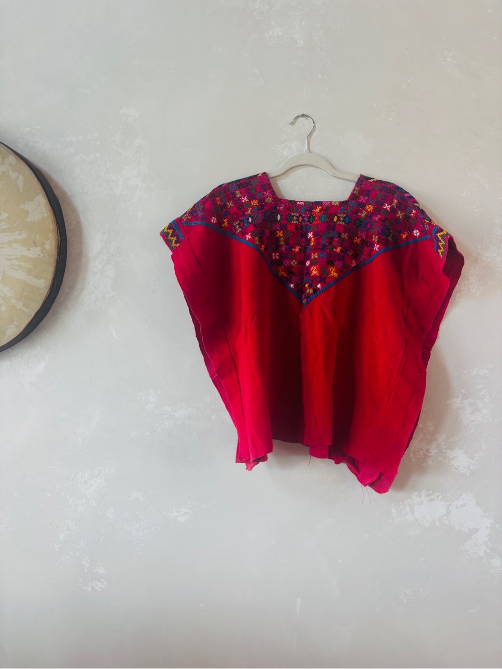 VINTAGE MAYAN HUIPIL - Hand-Embroidered Red Women’s Top